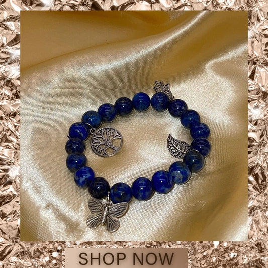 Lupiz Lazuli bracelet with Charms